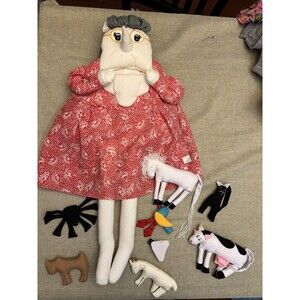 Alma's Designs Old Lady Who Swallowed A Fly Book Character Rag Doll With Animals